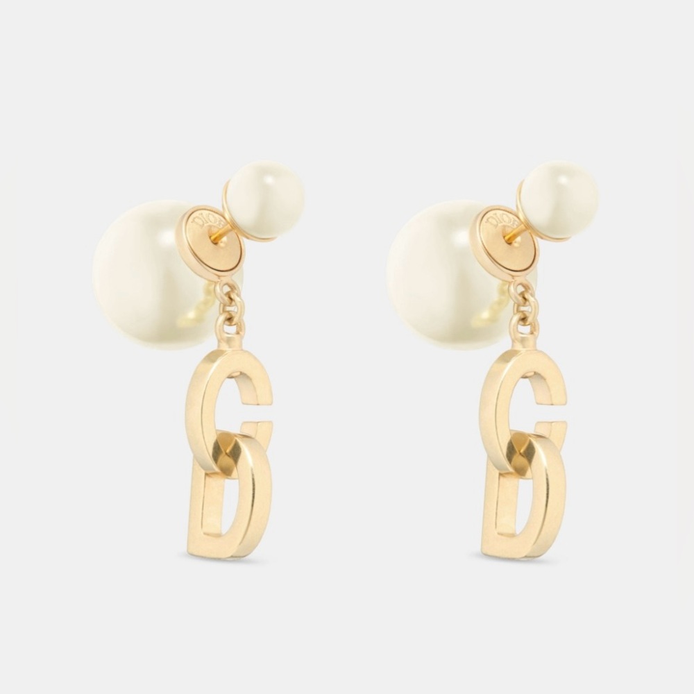 DIOR TRIBALES EARRINGS Gold-Finish Metal and White Resin Pearls